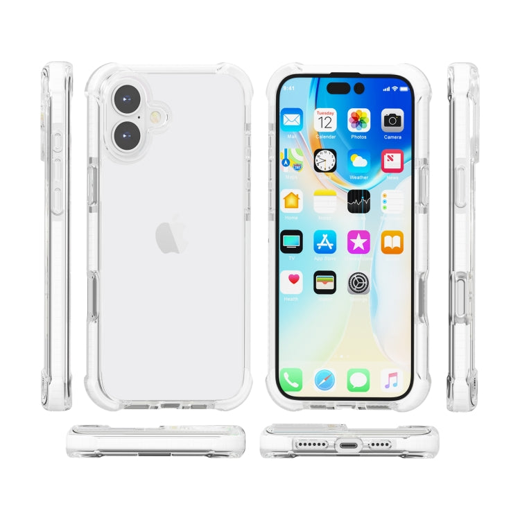 For iPhone 16 Four-corner Shockproof TPU + Acrylic Phone Case(Transparent) - iPhone 16 Cases by buy2fix | Online Shopping UK | buy2fix