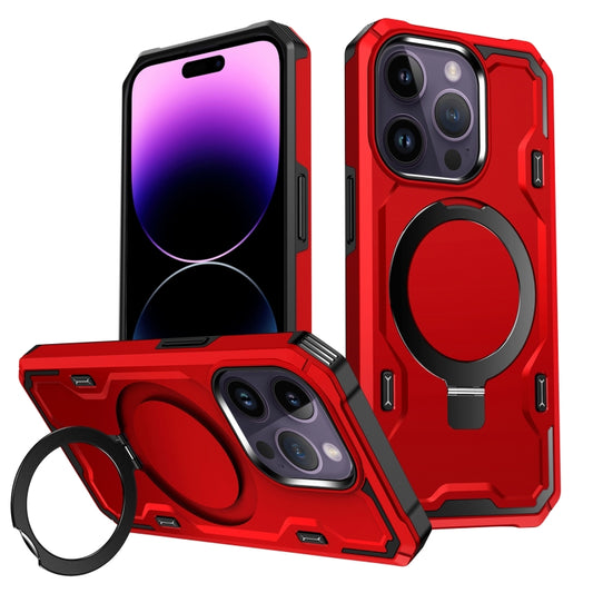For iPhone 14 Pro Patronus MagSafe Magnetic Holder Phone Case(Red) - iPhone 14 Pro Cases by buy2fix | Online Shopping UK | buy2fix