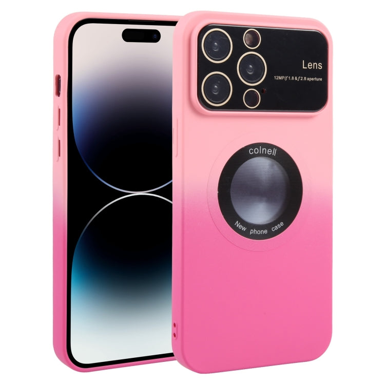 For iPhone 14 Pro Max Gradient Silicone Shockproof Magsafe Phone Case with Lens Film(Pink Rose) - iPhone 14 Pro Max Cases by buy2fix | Online Shopping UK | buy2fix
