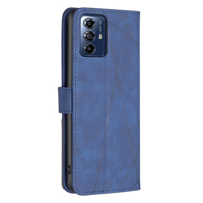 For Motorola Moto G Play 2024 Magnetic Buckle Rhombus Texture Leather Phone Case(Blue) - Motorola Cases by buy2fix | Online Shopping UK | buy2fix