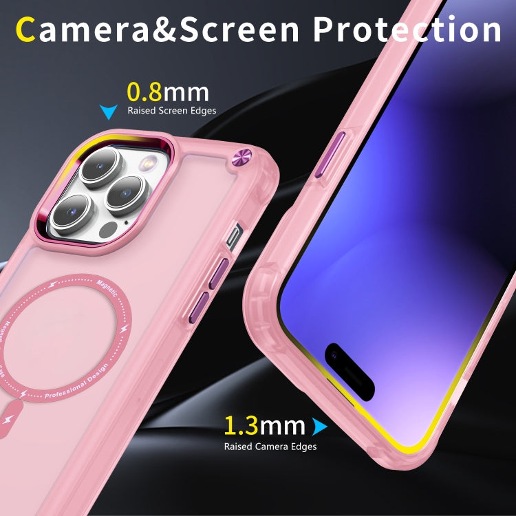 For iPhone 14 Skin Feel TPU + PC MagSafe Magnetic Phone Case(Transparent Pink) - iPhone 14 Cases by buy2fix | Online Shopping UK | buy2fix