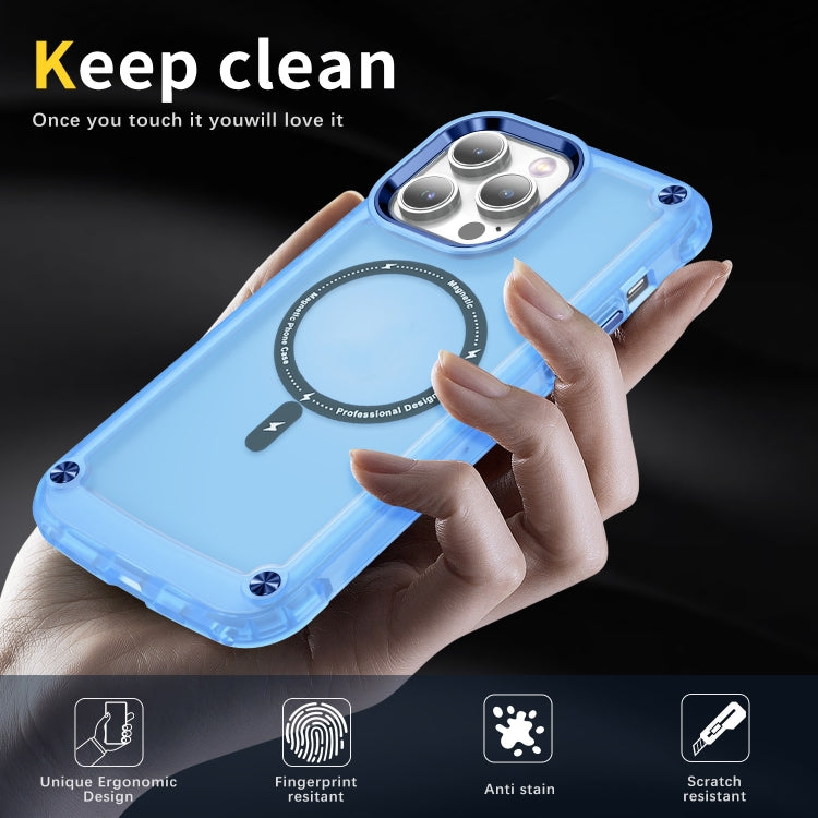 For iPhone 15 Pro Max Skin Feel TPU + PC MagSafe Magnetic Phone Case(Transparent Blue) - iPhone 15 Pro Max Cases by buy2fix | Online Shopping UK | buy2fix