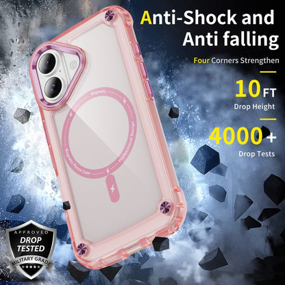 For iPhone 16 Skin Feel TPU + PC MagSafe Magnetic Phone Case(Transparent Pink) - iPhone 16 Cases by buy2fix | Online Shopping UK | buy2fix