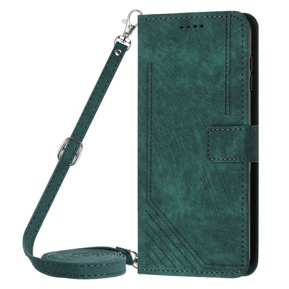 For Infinix Zero 30 4G Skin Feel Stripe Pattern Leather Phone Case with Lanyard(Green) - Infinix Cases by buy2fix | Online Shopping UK | buy2fix