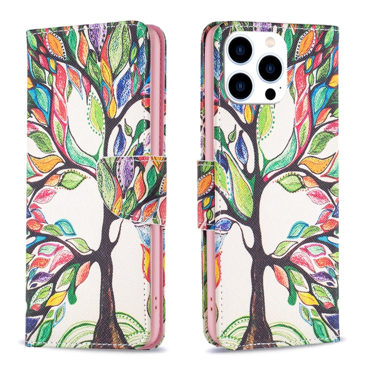 For iPhone 16 Pro Max Colored Drawing Pattern Leather Phone Case(Tree Life) - iPhone 16 Pro Max Cases by buy2fix | Online Shopping UK | buy2fix