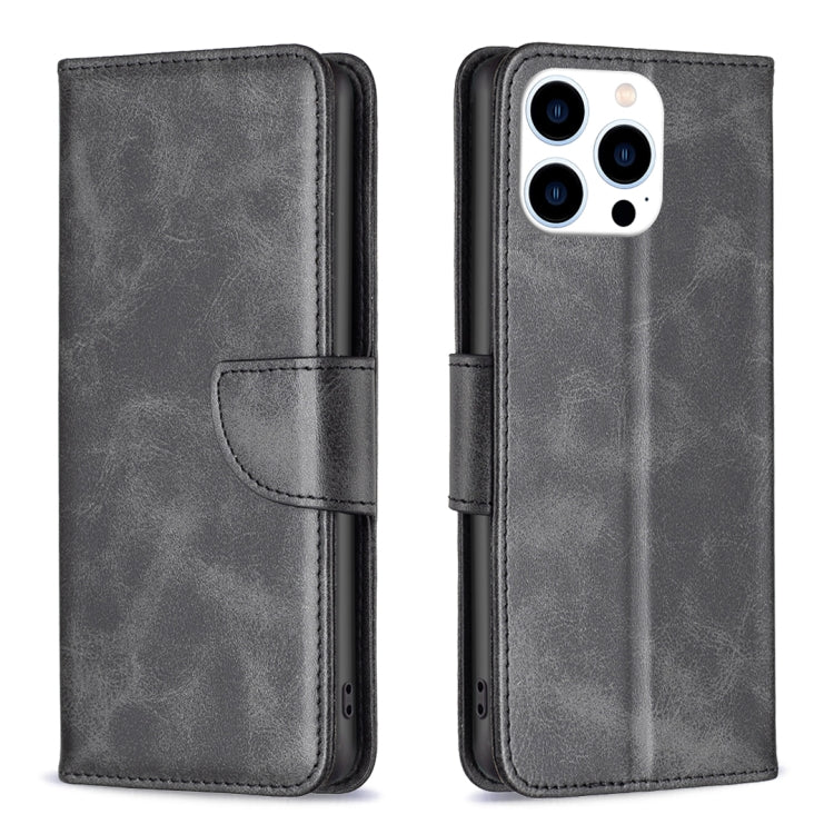 For iPhone 16 Pro Lambskin Texture Pure Color Flip Leather Phone Case(Black) - iPhone 16 Pro Cases by buy2fix | Online Shopping UK | buy2fix