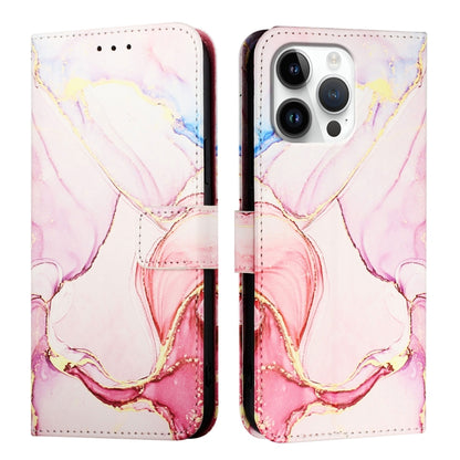 For iPhone 16 Pro Max PT003 Marble Pattern Flip Leather Phone Case(Rose Gold LS005) - iPhone 16 Pro Max Cases by buy2fix | Online Shopping UK | buy2fix