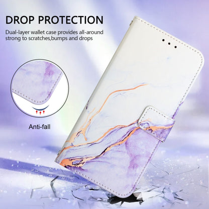 For iPhone 16 PT003 Marble Pattern Flip Leather Phone Case(White Purple LS006) - iPhone 16 Cases by buy2fix | Online Shopping UK | buy2fix