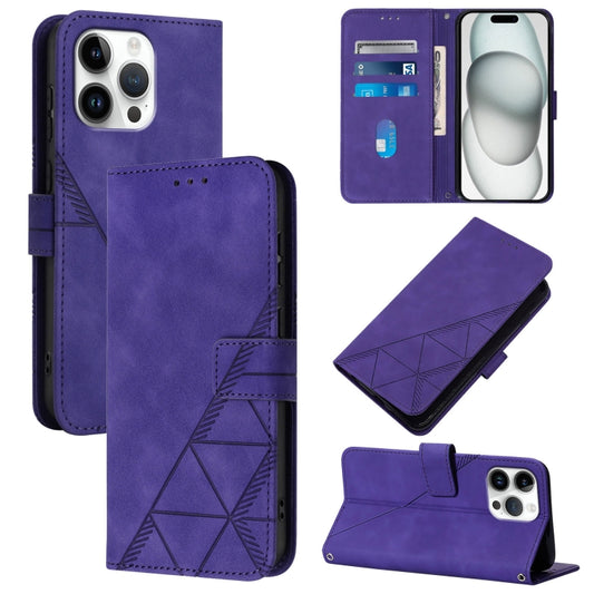 For iPhone 16 Pro Max Crossbody 3D Embossed Flip Leather Phone Case(Purple) - iPhone 16 Pro Max Cases by buy2fix | Online Shopping UK | buy2fix