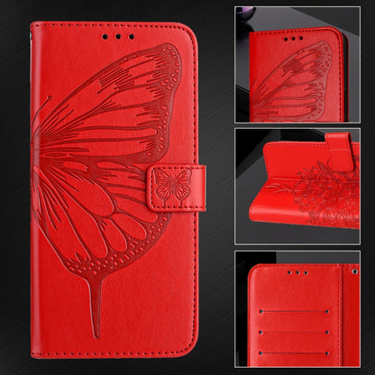 For iPhone SE 2024 Embossed Butterfly Leather Phone Case(Red) - More iPhone Cases by buy2fix | Online Shopping UK | buy2fix