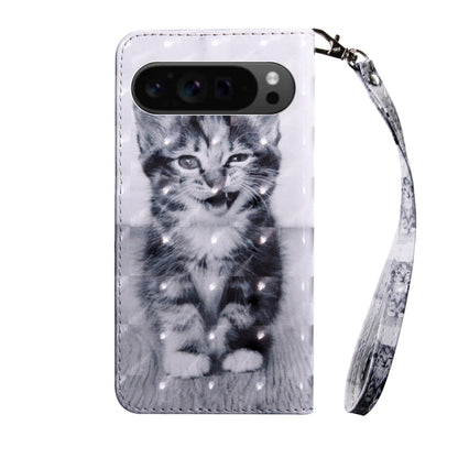 For Google Pixel 9 Pro 3D Painted Pattern Leather Phone Case(Smile Cat) - Google Cases by buy2fix | Online Shopping UK | buy2fix