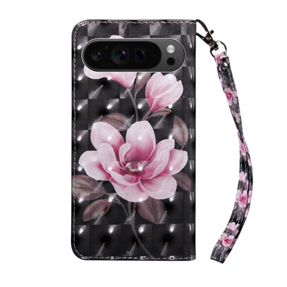 For Google Pixel 9 Pro XL 3D Painted Pattern Leather Phone Case(Pink Flower) - Google Cases by buy2fix | Online Shopping UK | buy2fix