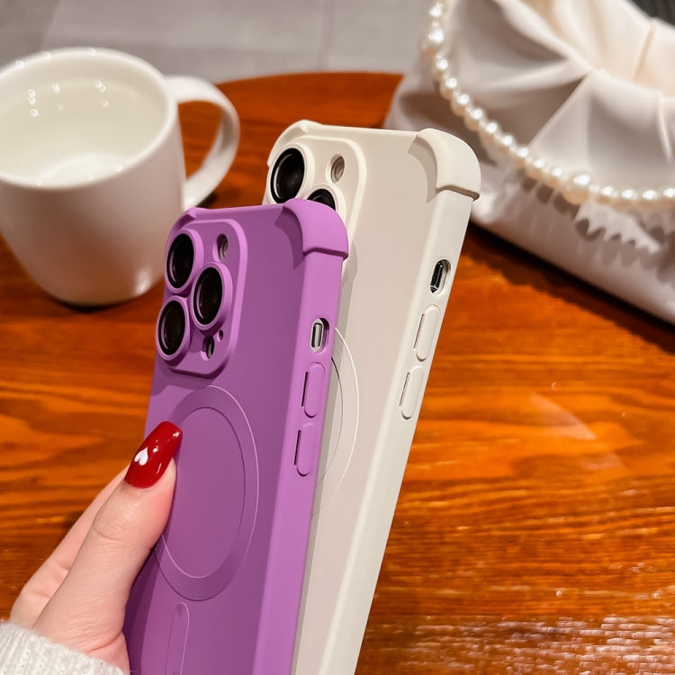 For iPhone 16 Pro Four Corner Shockproof Skin Feel MagSafe Magnetic Phone Case(Purple) - iPhone 16 Pro Cases by buy2fix | Online Shopping UK | buy2fix