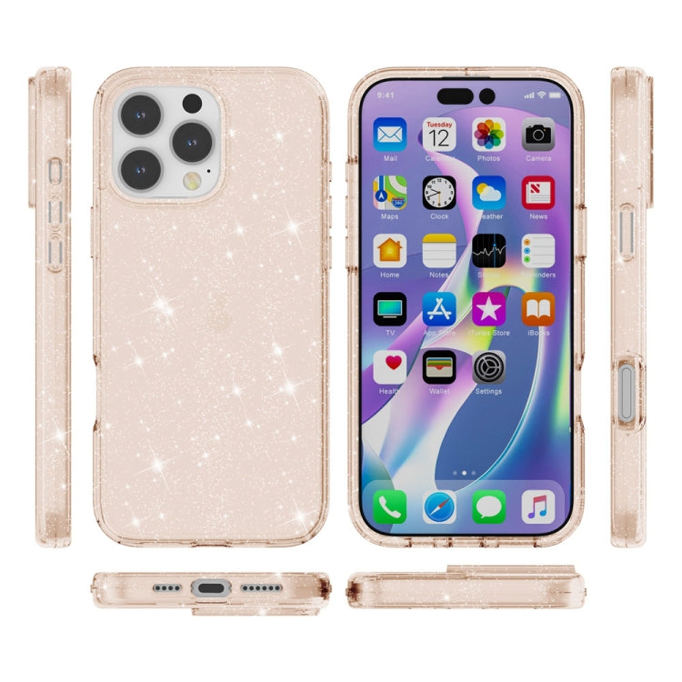 For iPhone 16 Pro Max Shockproof Terminator Glitter Powder Phone Case(Gold) - iPhone 16 Pro Max Cases by buy2fix | Online Shopping UK | buy2fix