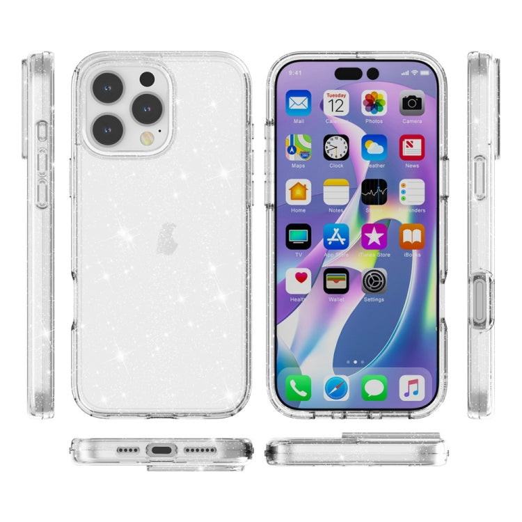 For iPhone 16 Pro Max Shockproof Terminator Glitter Powder Phone Case(White) - iPhone 16 Pro Max Cases by buy2fix | Online Shopping UK | buy2fix