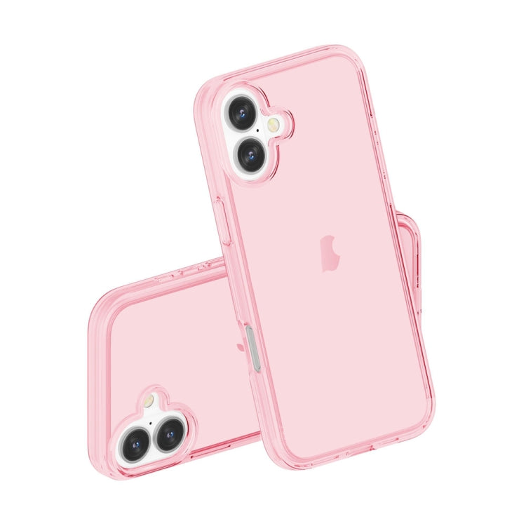 For iPhone 16 Shockproof Terminator Transparent Phone Case(Pink) - iPhone 16 Cases by buy2fix | Online Shopping UK | buy2fix