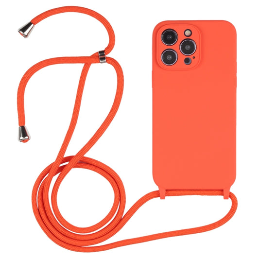 For iPhone 16 Pro Crossbody Lanyard Liquid Silicone Case(Orange) - iPhone 16 Pro Cases by buy2fix | Online Shopping UK | buy2fix