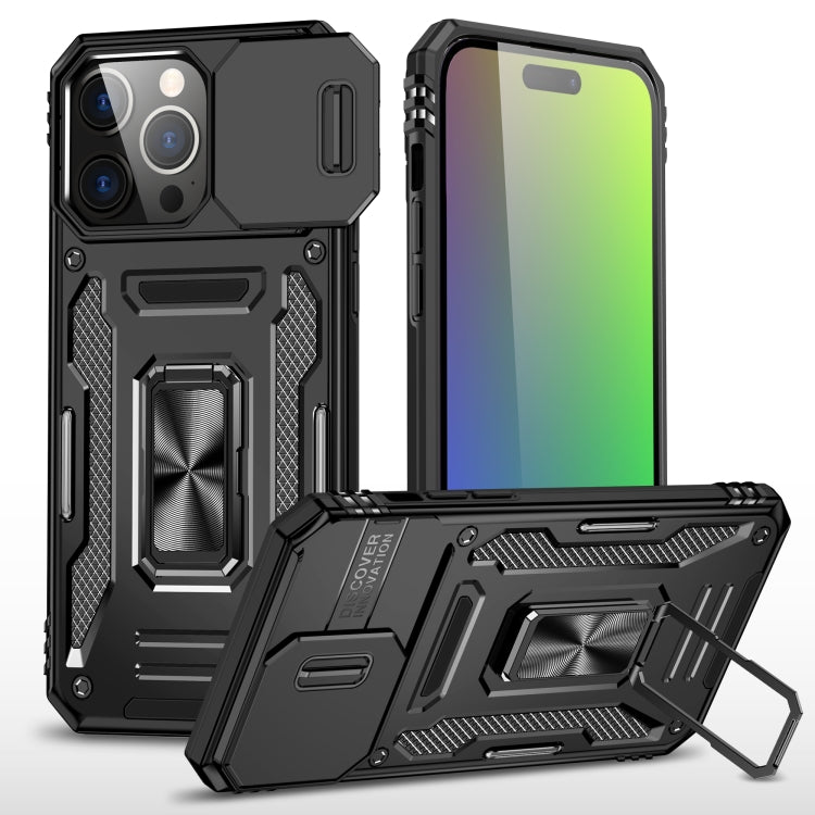 For iPhone 16 Pro Armor PC + TPU Camera Shield Phone Case(Black) - iPhone 16 Pro Cases by buy2fix | Online Shopping UK | buy2fix