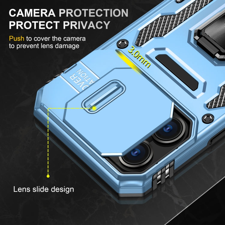 For iPhone 16 Pro Armor PC + TPU Camera Shield Phone Case(Light Blue) - iPhone 16 Pro Cases by buy2fix | Online Shopping UK | buy2fix