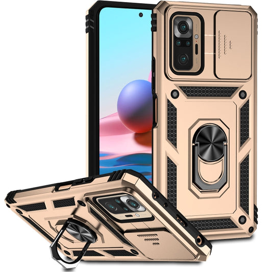For Xiaomi Redmi Note 10 Pro Sliding Camshield Holder Phone Case(Gold) - Xiaomi Cases by buy2fix | Online Shopping UK | buy2fix
