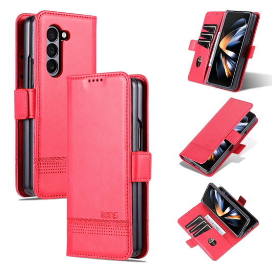 For Samsung Galaxy Z Fold5 5G AZNS Magnetic Calf Texture Flip Leather Phone Case(Red) - Galaxy Z Fold5 Cases by AZNS | Online Shopping UK | buy2fix