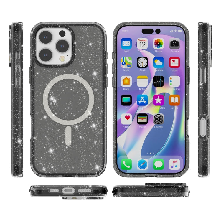 For iPhone 16 Pro Max Terminator Style Glitter Powder MagSafe Magnetic Phone Case(Black) - iPhone 16 Pro Max Cases by buy2fix | Online Shopping UK | buy2fix