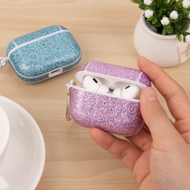 For AirPods 1 / 2 Glitter Powder Skin Texture PC TWS Earphone Case(Blue) - For AirPods 1/2 by buy2fix | Online Shopping UK | buy2fix