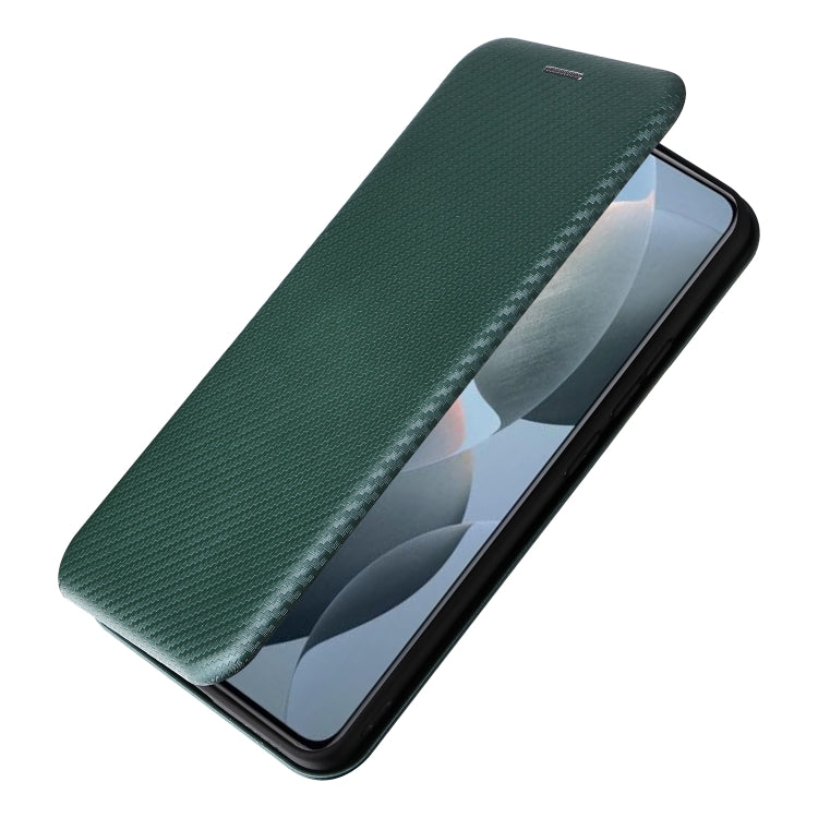 For Xiaomi Redmi K70E 5G Carbon Fiber Texture Flip Leather Phone Case(Green) - K70E Cases by buy2fix | Online Shopping UK | buy2fix