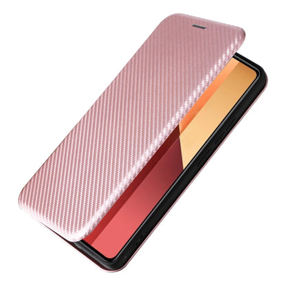 For Xiaomi Redmi Note 13 Pro / M6 Pro 4G Carbon Fiber Texture Flip Leather Phone Case(Pink) - Xiaomi Cases by buy2fix | Online Shopping UK | buy2fix