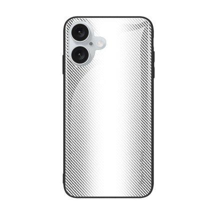 For iPhone 16 Texture Gradient Glass TPU Phone Case(White) - iPhone 16 Cases by buy2fix | Online Shopping UK | buy2fix