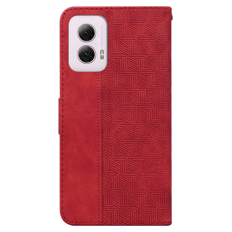 For Motorola Moto G Power 5G 2024 Geometric Embossed Leather Phone Case(Red) - Motorola Cases by buy2fix | Online Shopping UK | buy2fix