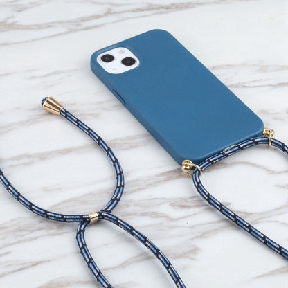 For iPhone 16 Plus Wheat Straw TPU Shockproof Phone Case with Neck Lanyard(Blue) - iPhone 16 Plus Cases by buy2fix | Online Shopping UK | buy2fix