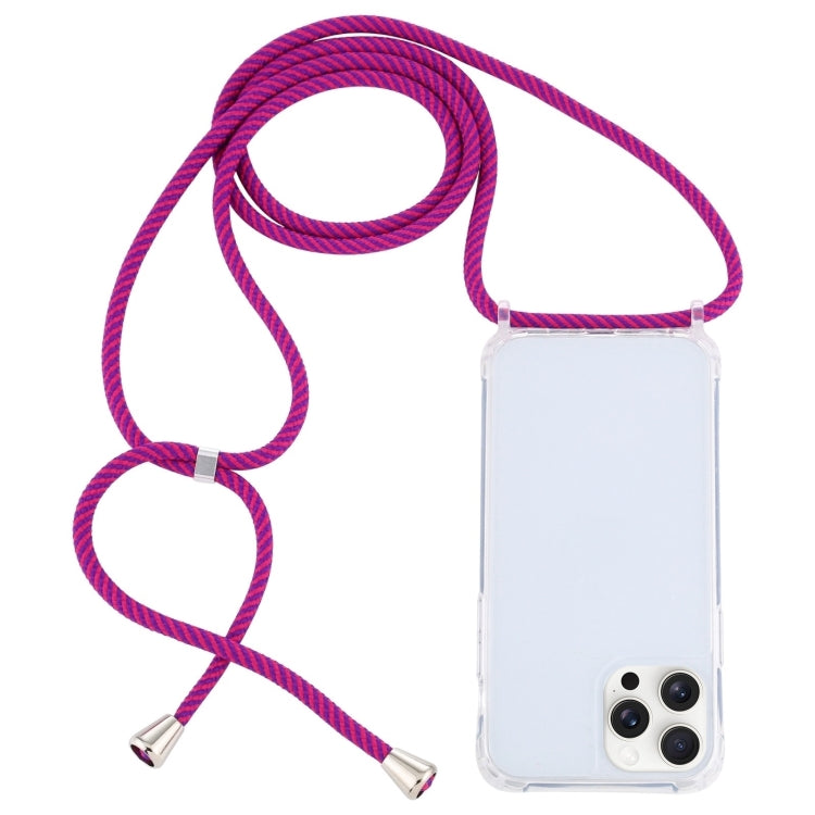 For iPhone 16 Pro Transparent Acrylic Airbag Shockproof Phone Protective Case with Lanyard(Rose Purple) - iPhone 16 Pro Cases by buy2fix | Online Shopping UK | buy2fix