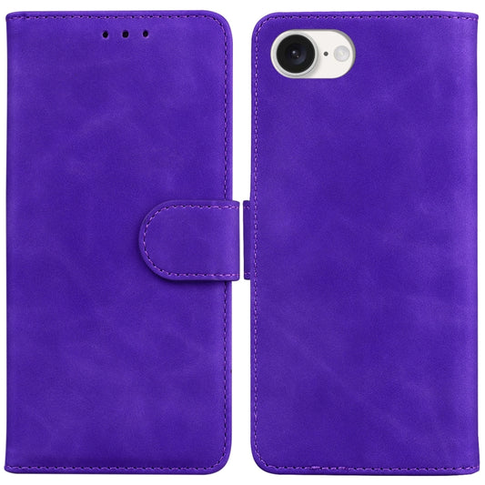 For iPhone SE 2024 Skin Feel Pure Color Flip Leather Phone Case(Purple) - More iPhone Cases by buy2fix | Online Shopping UK | buy2fix