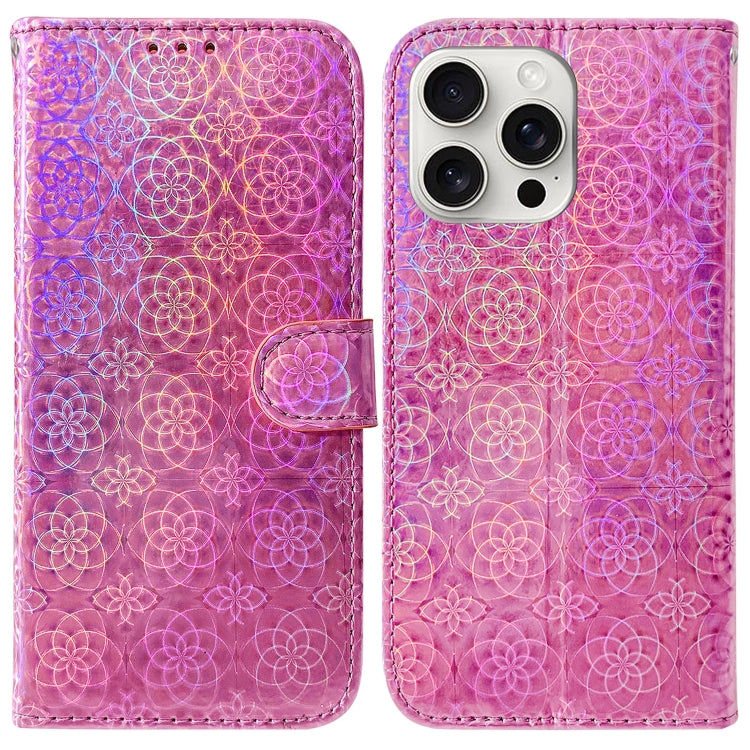 For iPhone 16 Pro Max Colorful Magnetic Buckle Leather Phone Case(Pink) - iPhone 16 Pro Max Cases by buy2fix | Online Shopping UK | buy2fix