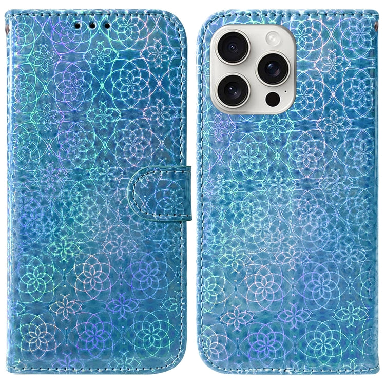 For iPhone 16 Pro Max Colorful Magnetic Buckle Leather Phone Case(Blue) - iPhone 16 Pro Max Cases by buy2fix | Online Shopping UK | buy2fix