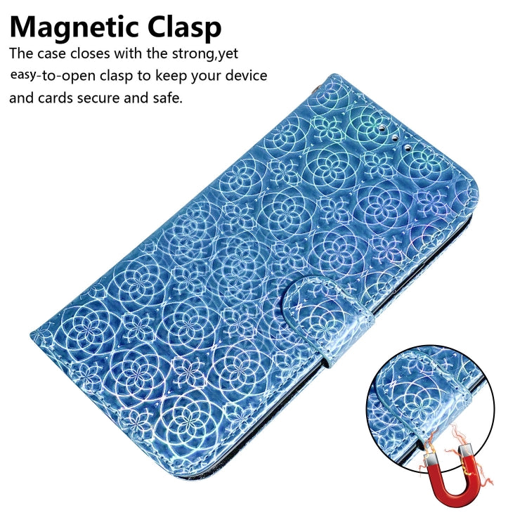 For iPhone 16 Pro Max Colorful Magnetic Buckle Leather Phone Case(Blue) - iPhone 16 Pro Max Cases by buy2fix | Online Shopping UK | buy2fix