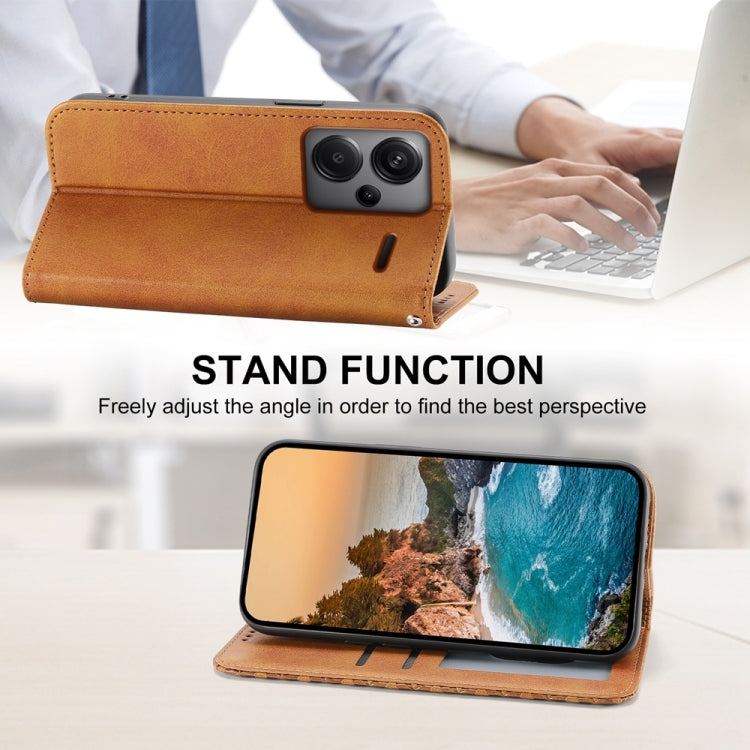 For Xiaomi Redmi Note 13 Pro+ Cubic Grid Calf Texture Magnetic Leather Phone Case(Yellow) - Note 13 Pro+ Cases by buy2fix | Online Shopping UK | buy2fix