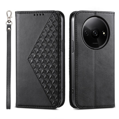 For Xiaomi Redmi A3 Cubic Grid Calf Texture Magnetic Leather Phone Case(Black) - Xiaomi Cases by buy2fix | Online Shopping UK | buy2fix