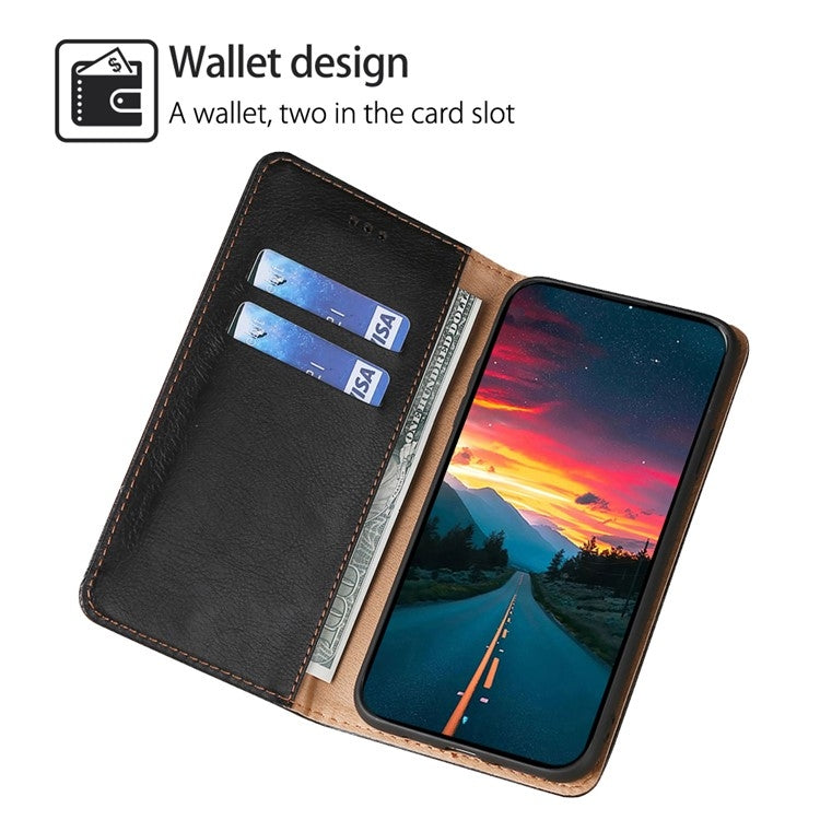 For vivo Y03 4G Gloss Oil Solid Color Magnetic Leather Phone Case(Black) - vivo Cases by buy2fix | Online Shopping UK | buy2fix