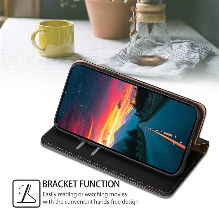 For vivo Y03 4G Gloss Oil Solid Color Magnetic Leather Phone Case(Black) - vivo Cases by buy2fix | Online Shopping UK | buy2fix