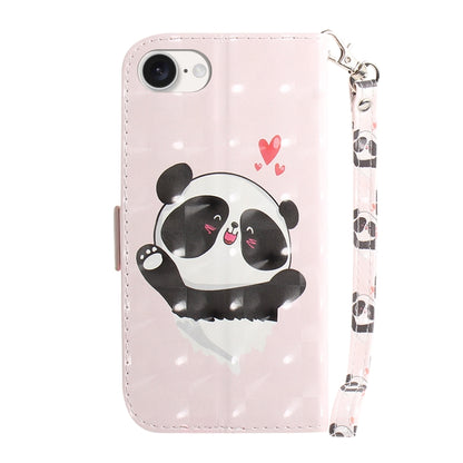 For iPhone SE 2024 3D Colored Horizontal Flip Leather Phone Case(Heart Panda) - More iPhone Cases by buy2fix | Online Shopping UK | buy2fix