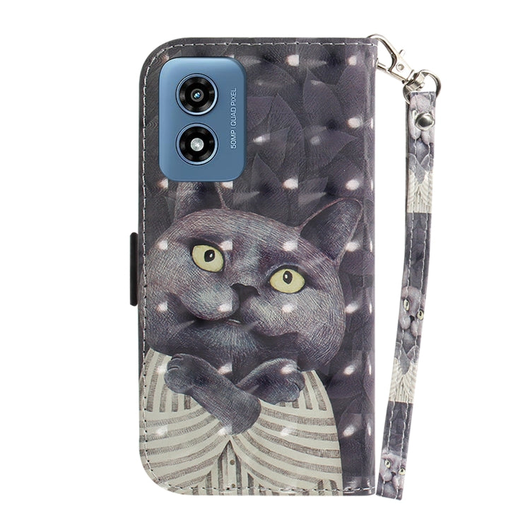 For Motorola Moto G Play 4G 2024 3D Colored Horizontal Flip Leather Phone Case(Hug Cat) - Motorola Cases by buy2fix | Online Shopping UK | buy2fix