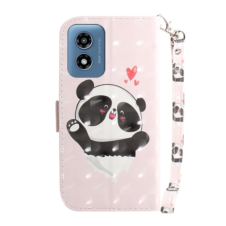 For Motorola Moto G Play 4G 2024 3D Colored Horizontal Flip Leather Phone Case(Heart Panda) - Motorola Cases by buy2fix | Online Shopping UK | buy2fix