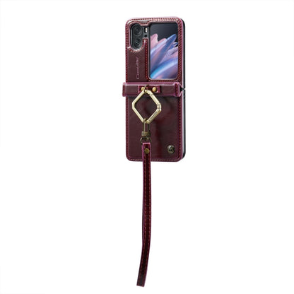 For OPPO Find N2 Flip CaseMe 003 Crazy Horse Texture Leather Phone Case with Ring Holder(Red) - Find N2 Flip Cases by CaseMe | Online Shopping UK | buy2fix