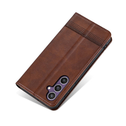 For Samsung Galaxy S24+ 5G AZNS Magnetic Calf Texture Flip Leather Phone Case(Dark Brown) - Galaxy S24+ 5G Cases by AZNS | Online Shopping UK | buy2fix