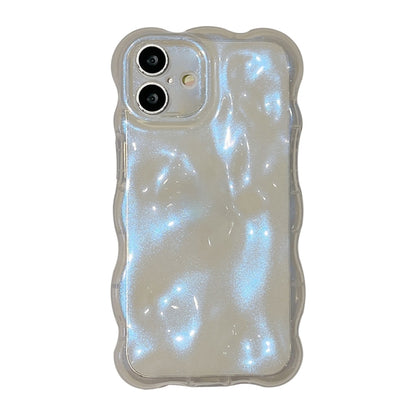 For iPhone 16 Wave Bubbles TPU Phone Case(Glitter Blue) - iPhone 16 Cases by buy2fix | Online Shopping UK | buy2fix