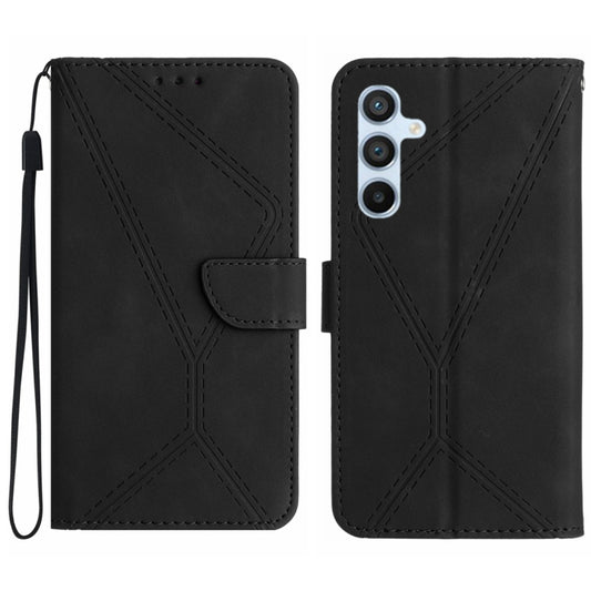 For Samsung Galaxy A25 5G Stitching Embossed Leather Phone Case(Black) - Galaxy Phone Cases by buy2fix | Online Shopping UK | buy2fix