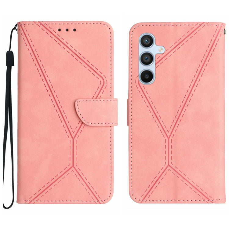 For Samsung Galaxy S23 FE 5G Stitching Embossed Leather Phone Case(Pink) - Galaxy S23 FE 5G Cases by buy2fix | Online Shopping UK | buy2fix