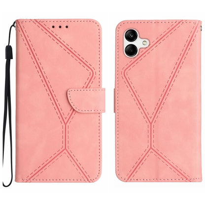 For Samsung Galaxy A05 Stitching Embossed Leather Phone Case(Pink) - Galaxy Phone Cases by buy2fix | Online Shopping UK | buy2fix